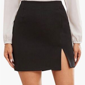 White House Black Market Women’s 12 black satin lined skirt with slid above knee